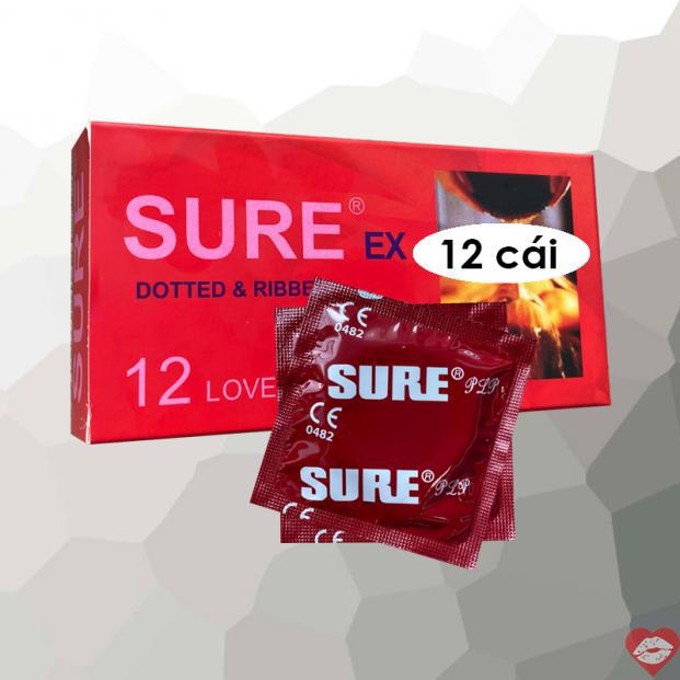 Shop bán Bao cao su Sure Đỏ - Trơn mịn - Hộp 12 cái chính hãng 